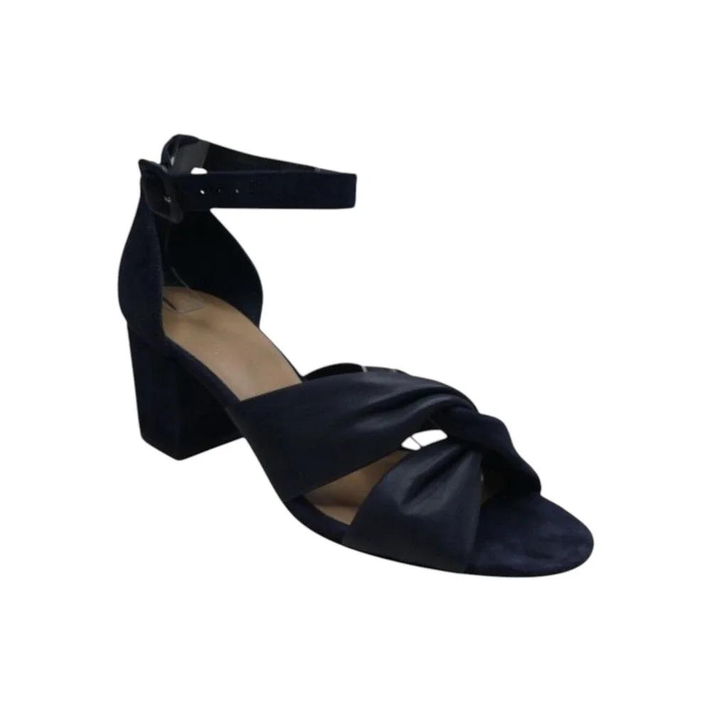 Diane von Furstenberg Pasedena Block Heel Sandals‎ Women 7.5M Navy Suede Twist